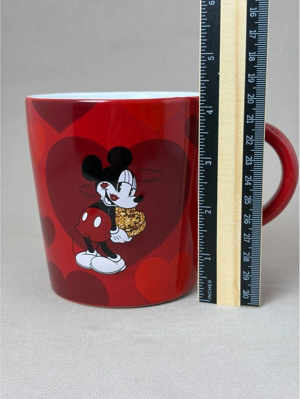Disney Jumping Beans Mickey Mouse Red Hearts Coffee Mug Cup Made With Love 2015